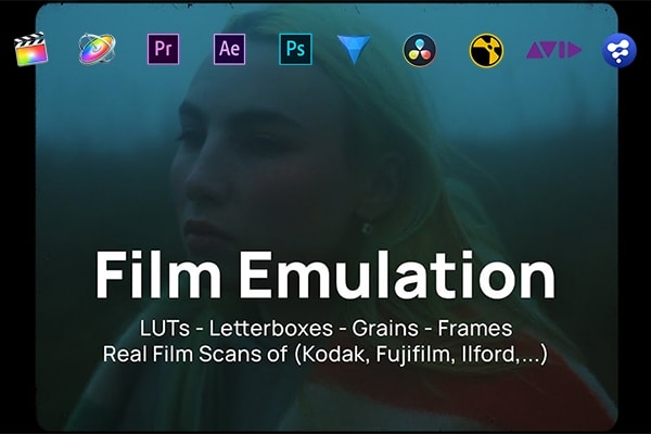 【调色预设】120款复古胶片电影仿真模拟帧框架噪点颗粒纹理视频调色工具包 Pixflow – Film Emulation Pro