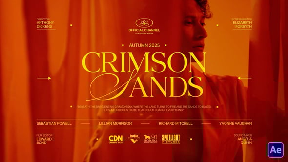 【AE模板】6款大气优雅时尚电影海报封面文字标题动画 Stretch Cinematic Title