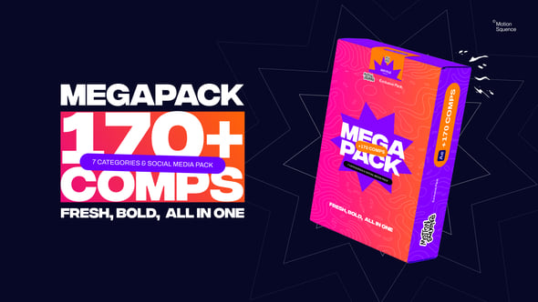 【AE模板】170种社交媒体广播包装商业宣传图文广告排版视频包装动画 Mega Pack | All in One