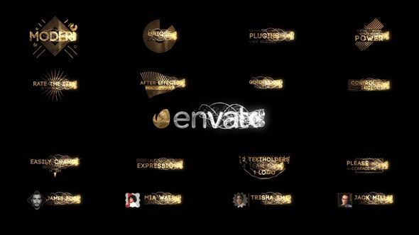 【AE模板】奢华优雅尊贵大气金色粒子线条飘散文字标题动画 Golden Titles V.5