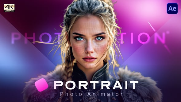 【AE模板】平面静态肖像照片转3D深度伪空间视差动画 Photomotion Portrait – 3D Photo Animator