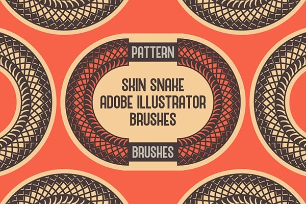 【AI笔刷】22支蛇类爬行动物皮肤鳞片纹理绘画Illustrator笔刷 Skin Snake Pattern Brushes Adobe Illustrator