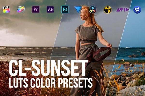 【调色预设】32个日出日落黄金时刻风光摄影视频调色LUT预设 Pixflow – CL-Sunset Coloring LUTs