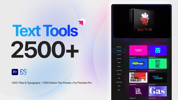 【PR模板】2500种社交媒体时尚动态排版海报标题文本预设动画 Text Tools for Premiere Pro