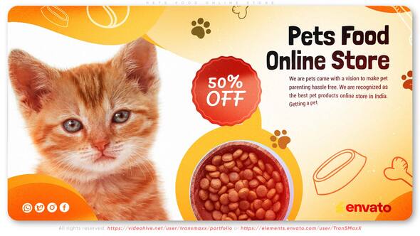 【AE模板】宠物在线商店食品医疗服务促销宣传排版动画 Pets Food Online Store