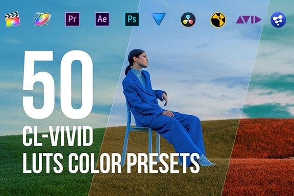 【调色预设】50款鲜明生动时尚电影色调视频调色LUT预设 Pixflow – CL-Vivid Cinematic LUTs