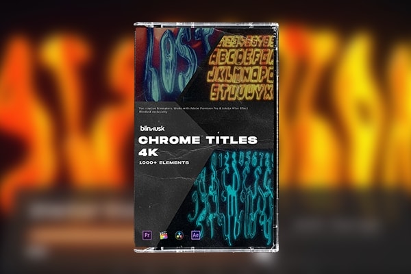 【AE/PR模板】30种创意镀铬金属光泽纹理3D字符图形元素组合文字标题动画 Blindusk – Chrome Titles