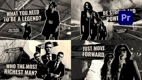 【PR模板】复古漫画人像静帧定格特效图文排版片头动画 Legends