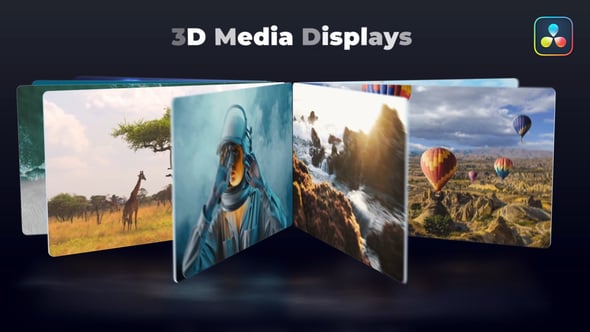 【达芬奇模板】创意3D媒体卡片旋转展示幻灯片动画 3D Media Displays for DaVinci Resolve