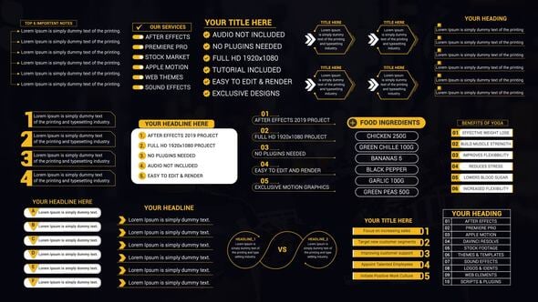 【AE模板】15款时尚动态热门榜单排名步骤列表字幕标题动画(含模板音乐) Trendy List Titles