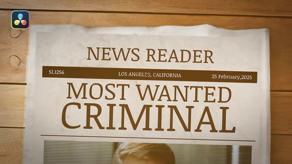 【达芬奇模板】复古电影报纸新闻事件报道展示动画 Cinematic Newspaper