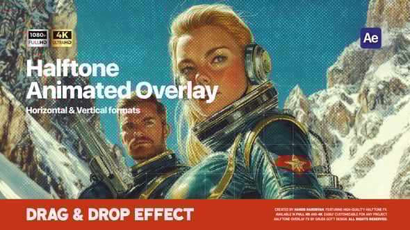 【AE模板】复古半色调印刷纹理视频叠加特效 Halftone Overlay