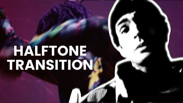 【PR模板】复古漫画半色调描边效果视频转场动画预设 Halftone Transition
