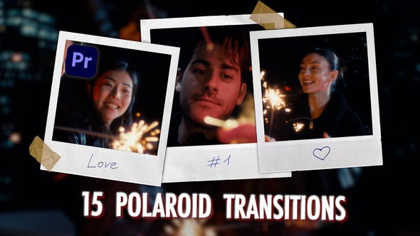 【PR模板】15种复古宝丽来相框动态转场效果预设 Polaroid Transitions for Premiere Pro