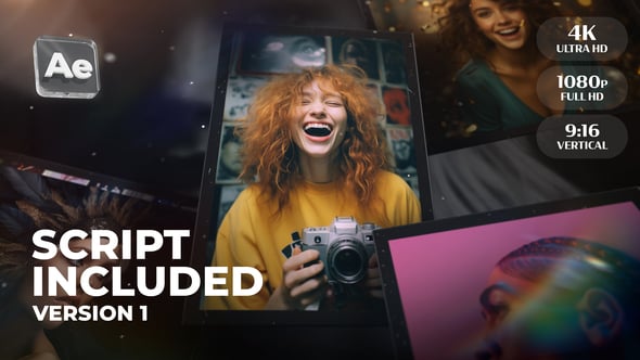 【AE模板】快速导入照片自动生成幻灯片相册动画 Slideshow Universal Version 1