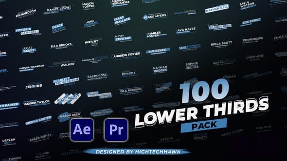 【AE/PR模板】简洁时尚专业优雅视频排版字幕条标题动画 100 Lower Thirds Pack