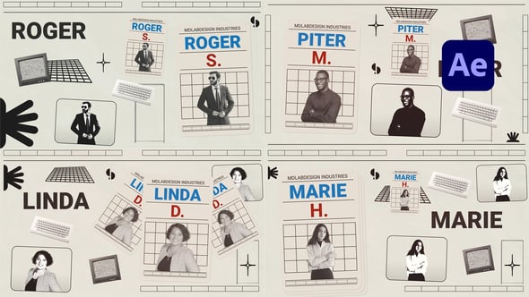 【AE模板】简约复古商务办公文档图形元素动画 Office presentation