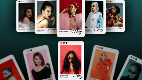 【AE模板】时尚创意个人资料卡片切换旋转幻灯片展示动画 Profile Slideshow Cards