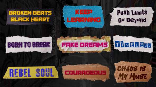 【PR模板】18个创意撕纸胶带箔纸背景文字标题定格动画 Ripped Paper Tape Titles Vol.2