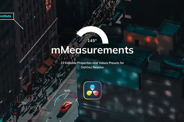 【达芬奇插件】22个创意简洁干净精确测量标注数值时间显示动画预设 motionVFX – mMeasurements 汉化版
