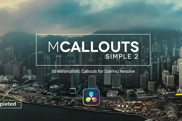 【达芬奇插件】50种自动跟踪线条呼出指示标注文字介绍动画预设 motionVFX – mCallouts Simple 2 汉化版