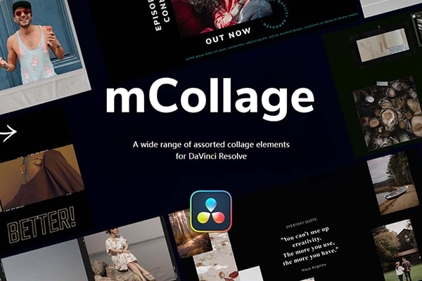 【达芬奇插件】160个多样化图文视频排版组合拼贴展示宣传合成动画元素 motionVFX – mCollage 汉化版