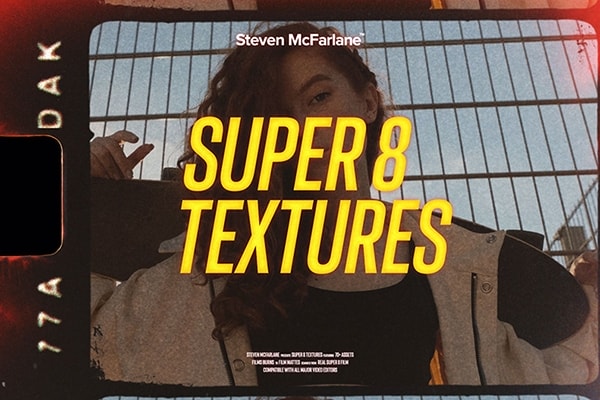 【4K视频素材】80个Super 8mm复古胶片电影颗粒光效纹理边框遮罩叠加动画 Steven McFarlane Design – Super 8mm Film Textures
