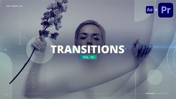 【AE/PR模板】创意时尚品牌视频宣传图形转场过渡预设 Transition – Premiere Pro Transition Pack