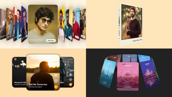 【AE模板】潮流时尚卡片式媒体轮播旋转幻灯片动画 Carousel Animation Pack