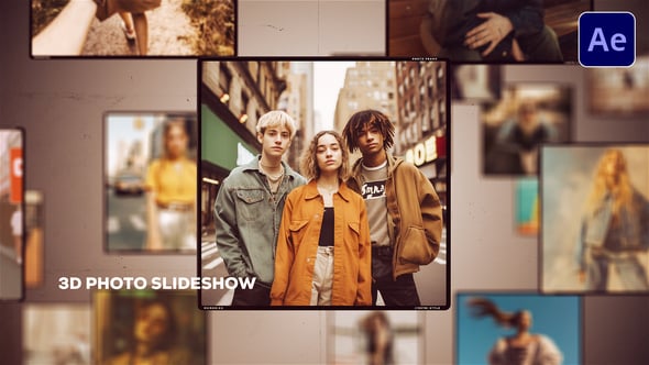 【AE模板】优雅迷人复古回忆照片幻灯片3D空间展示动画 3D Photo Slideshow