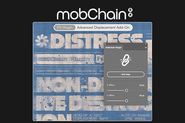 【PS插件】实时位移联动置换贴图映射风格化图像制作工具 mobChain v1.1.5 Win/Mac汉化版