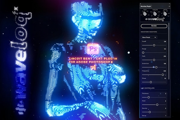 【PS插件】复古像素CRT显示数字电路弯曲扭曲故障模糊辉光特效PS插件  bangingjoints – Waveloq v1.0.4 Win/Mac汉化版
