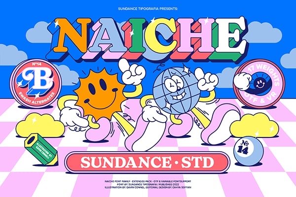 【字体】经典复古Cooper趣味卡通风格衬线英文设计字体 Sundance Tipografia – Naiche Font Family