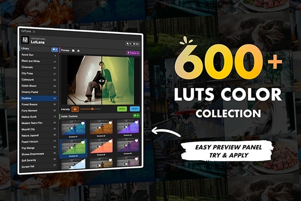 【AE脚本】600种复古都市科幻电影婚礼人像旅行风景摄影调色LUT预设工具包 LutLens v2.0.0