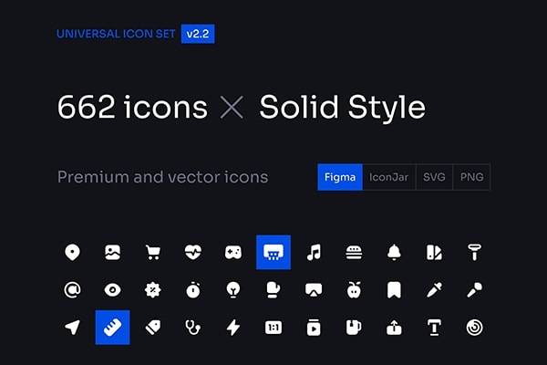 【矢量素材】662科技金融运动医疗电子设备旅行天气等行业通用Icon图标设计素材 Universal Icon Set v2.2 | Solid Style