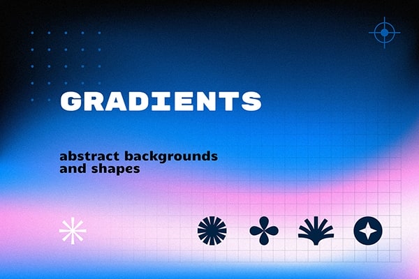 【图片素材】36个抽象时尚极简艺术渐变颗粒纹理背景几何矢量图形设计素材+字体 Gradients. Abstract backgrounds