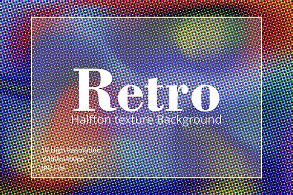【图片素材】10款复古半色调渐变纹理背景设计图片素材 Retro Halfton texture Background