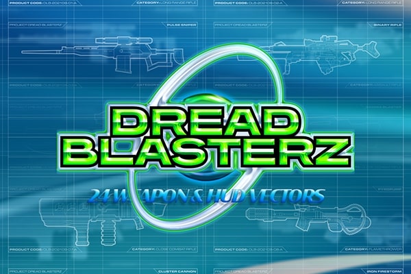 【矢量素材】50款科幻虚拟游戏机甲射击枪械能量激光武器HUD矢量图创意设计AI素材 Dreadlabs – Dread Blasterz