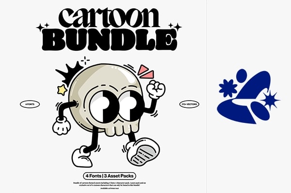 【矢量素材】170+趣味卡通人物游戏角色表情插画泡泡可爱涂鸦手写字体素材包 HVNTER – Cartoon Bundle