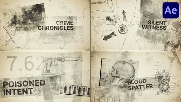 【AE模板】复古历史纪录片档案调查推理回忆场景电影片头动画 Crime Chronicles for After Effects