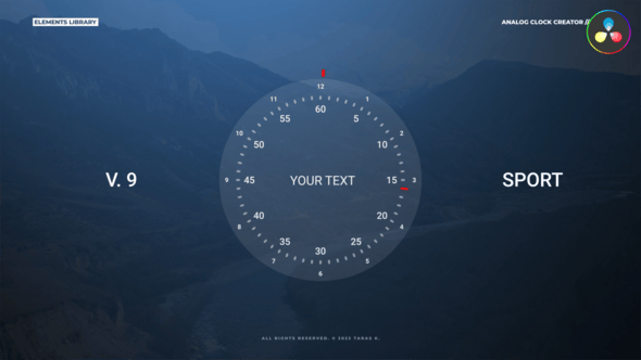 【达芬奇插件】9个简约时尚时钟钟表动画预设(含模板音乐) Analog Clock Creator 汉化版