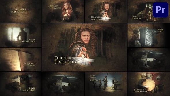 【PR模板】11个复古水墨油彩粒子效果电影故事幻灯片开场动画 Grunge Movie Opener for Premiere Pro