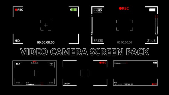 【达芬奇插件】5款真实摄像机录制取景对焦屏幕界面叠加动画 Video Camera Screen Pack 汉化版
