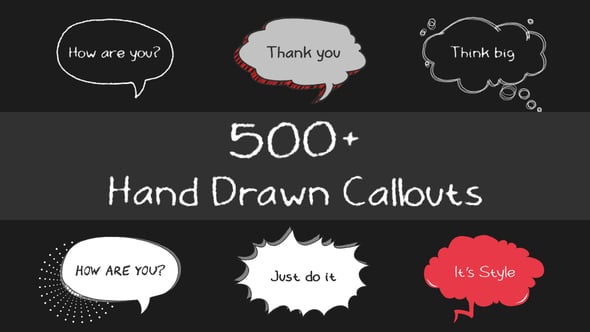 【AE模板】500个手绘线条涂鸦气泡注释对话框动画 500 Hand Drawn Callouts Pack
