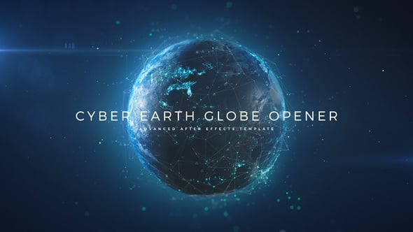 【AE模板】科技感点线粒子线条连接地球文字标题开场片头动画 Cyber Earth Globe Opener