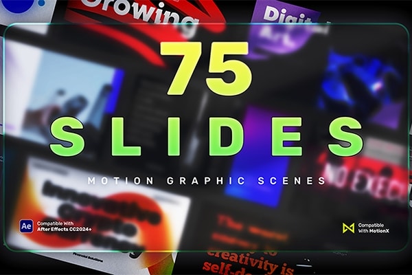 【AE模板/脚本】75组现代时尚图文包装排版幻灯片场景展示动画 75 Slide Scenes