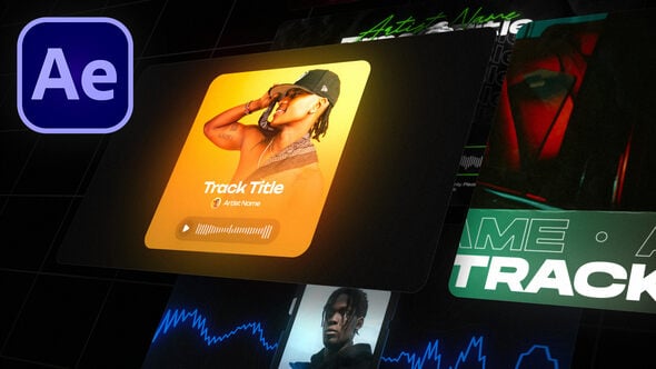 【AE模板】时尚潮流音频可视化动态波形音乐播放封面设计宣传动画 YouTube audio visualizer template pack – Hype