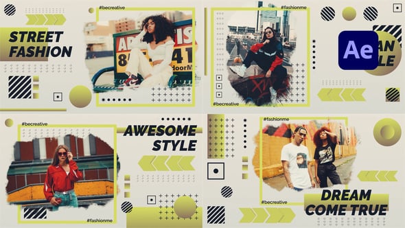 【AE模板】潮流时尚复古杂志画报相册图文排版展示动画 Fashion Riot