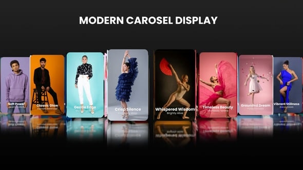 【PR模板】动感时尚3D卡片旋转轮播品牌形象展示动画(含模板音乐) Modern Carousel Display | Sleek Carousel Showcase | Trendy Frame Rotation