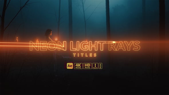 【AE/PR模板】时尚活力赛博霓虹发光光线文字标题动画 Neon Light Rays Titles